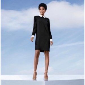 White collar black dress